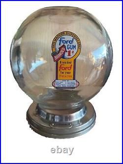 Antique 1 cent Penny Glass Ford Gum Machine Globe with Collar Excellent Shape
