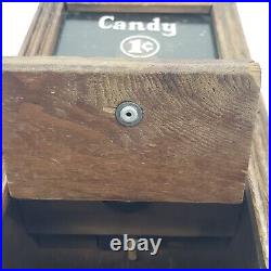 Antique / Vintage Wooden Gumball & Candy 1 Cent Machine