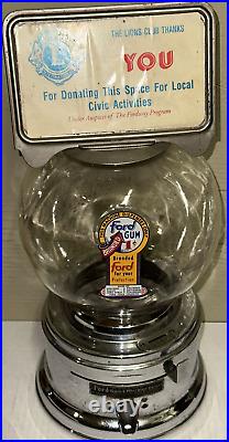 Ford 1C Penny Gumball Machine Lions Club Marquee Topper Lockport Akron Old Base