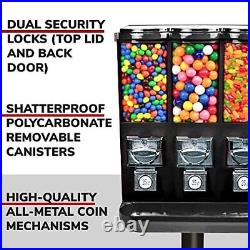 Gumball Machine Coin Operated Candy Dispenser Triple Vending Machine with Stand US