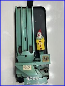 Pulver Yellow Clown 1 Cent Gum Machine withKeys Original Working Complete RARE