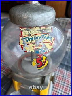 Rare 1940's Perk Up 5 Cent Tummy Tabs Gumball Vending Machine