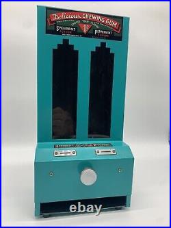 Rare Turquoise Delicious Chewing Gum Vending Machine 1 Penny Withkeys