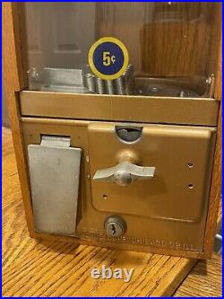 Rare aCb 5 Cent Victor Vending Grand Oak Wooden Gum Ball Machine