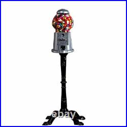 Silver Gumball Machine with Black Stand 37 inches Tall