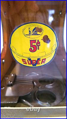 Superb 5 Cent Victor SUPER V c1954 Vending Machine Mirrored Oak Casing