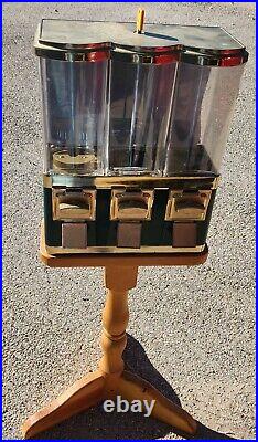 Triple Shop Gumball and Candy Machine with stand UNTESTED See Condition Note