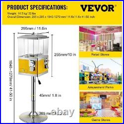 VEVOR Gumball Machine with Stand, Yellow Quarter Candy Dispenser, Rotatable Four