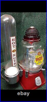 VINTAGE Silver King 5 Cent Hot Nut Vending Machine withGlass Tube cup Dispenser