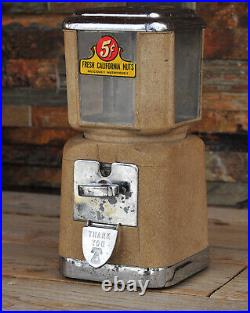 Vintage 1950'S Bell National 5 CENT Gumball / California Nut Machine No Lock/Key