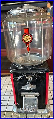 Vintage 1c COMMERCIAL gumball machine, red, withOUT the key(s)