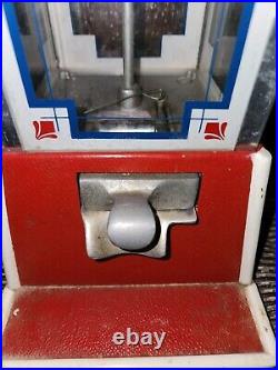 Vintage Dean 1 Cent Gum ball Machine Rare With All Glass Panels Marked