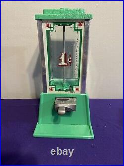 Vintage Dean Penny 1 Cent Green Gumball Vending Machine No Key Needed