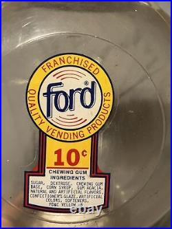 Vintage Ford Gum & Machine Co Gumball Vending Machine Chrome Deco
