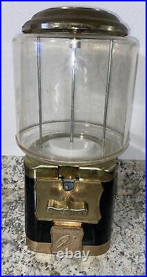 Vintage Vendworx 25 Cents Gumball Machine No Keys Black & Gold Good Condition