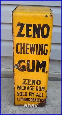 Vintage Zeno Chewing Gum Vending Porcelain Coin Operated Machine FRONT Cover Lid